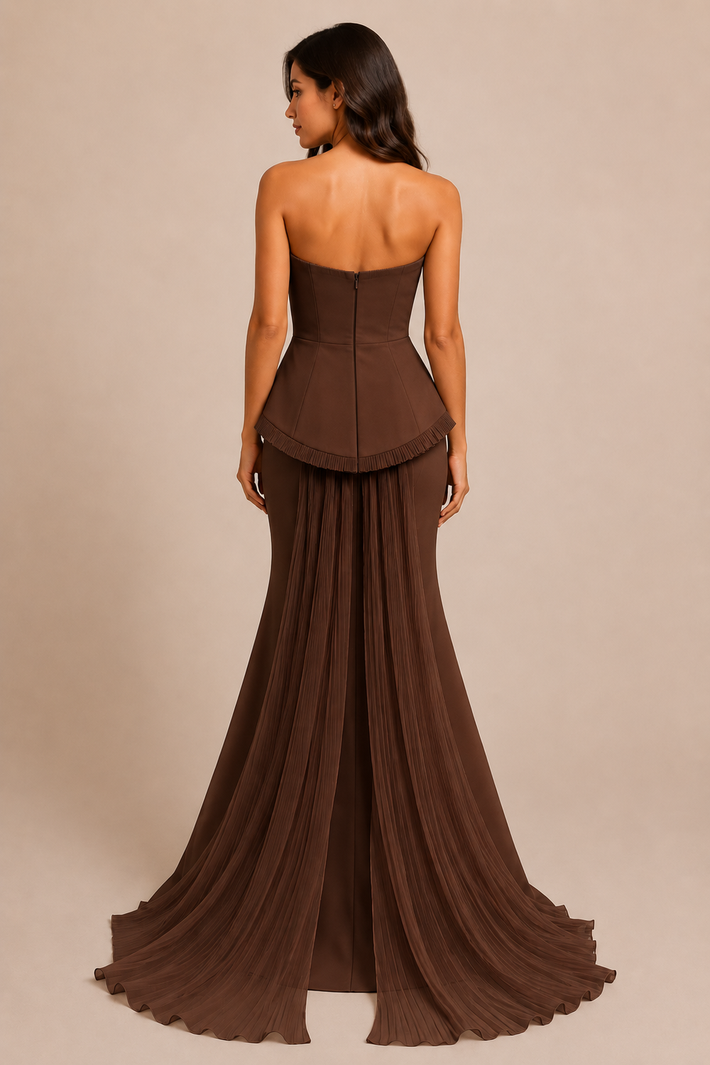 Celeste Peplum Brown
