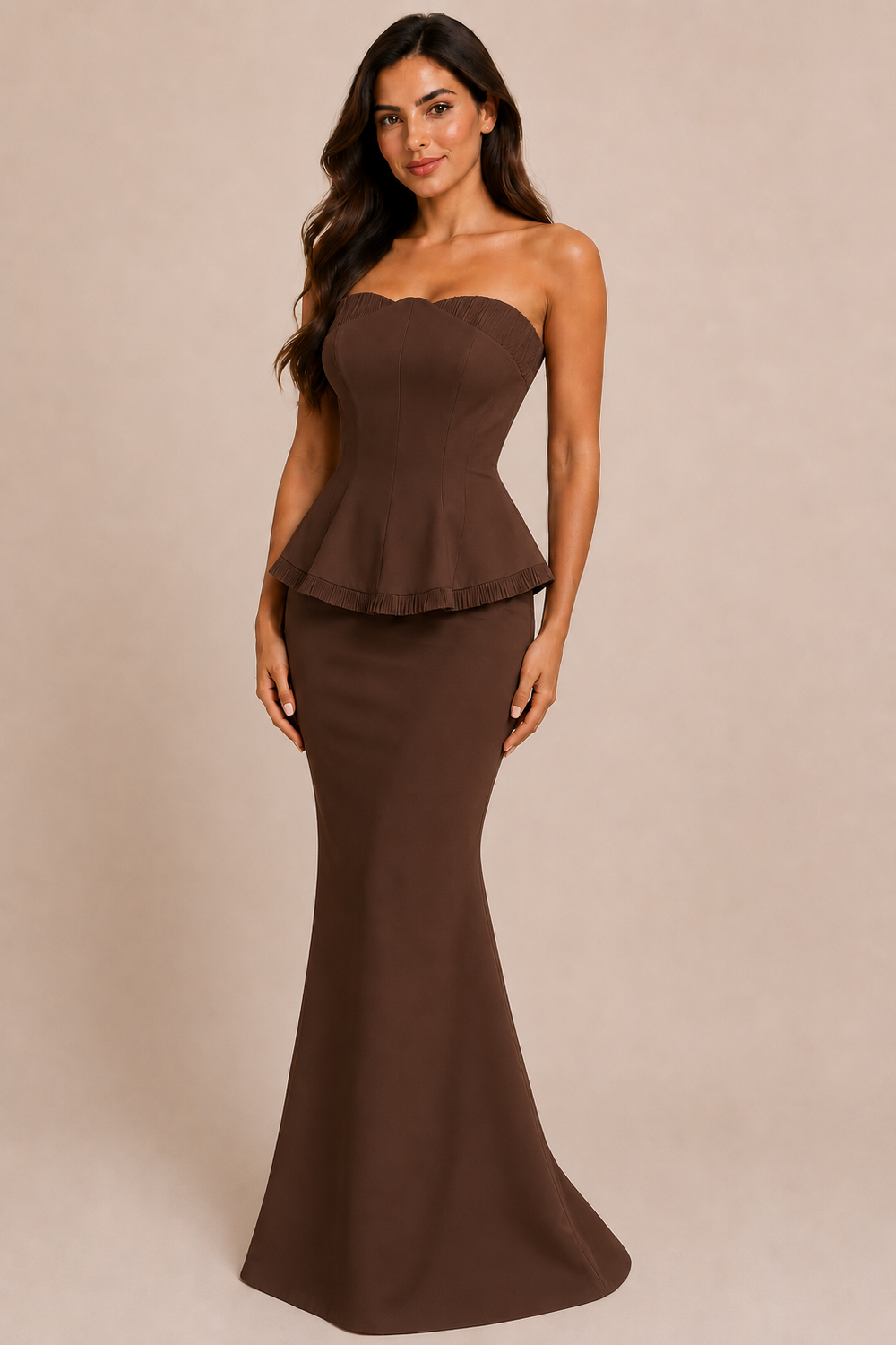 Celeste Peplum Brown